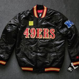 San Francisco 49ers Wordmark Black Satin Starter Jacket Medium